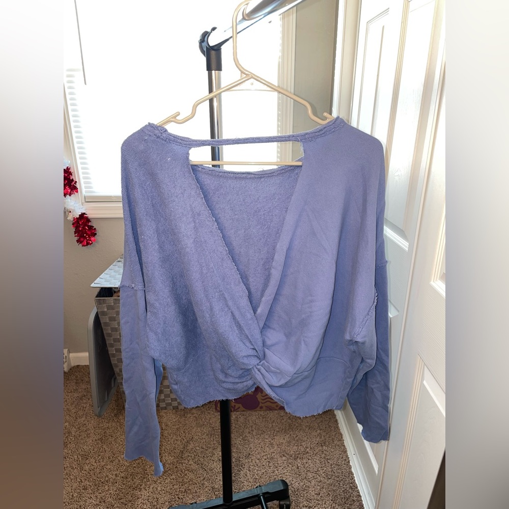 Blue Aerie Crew Neck with Back Cutout